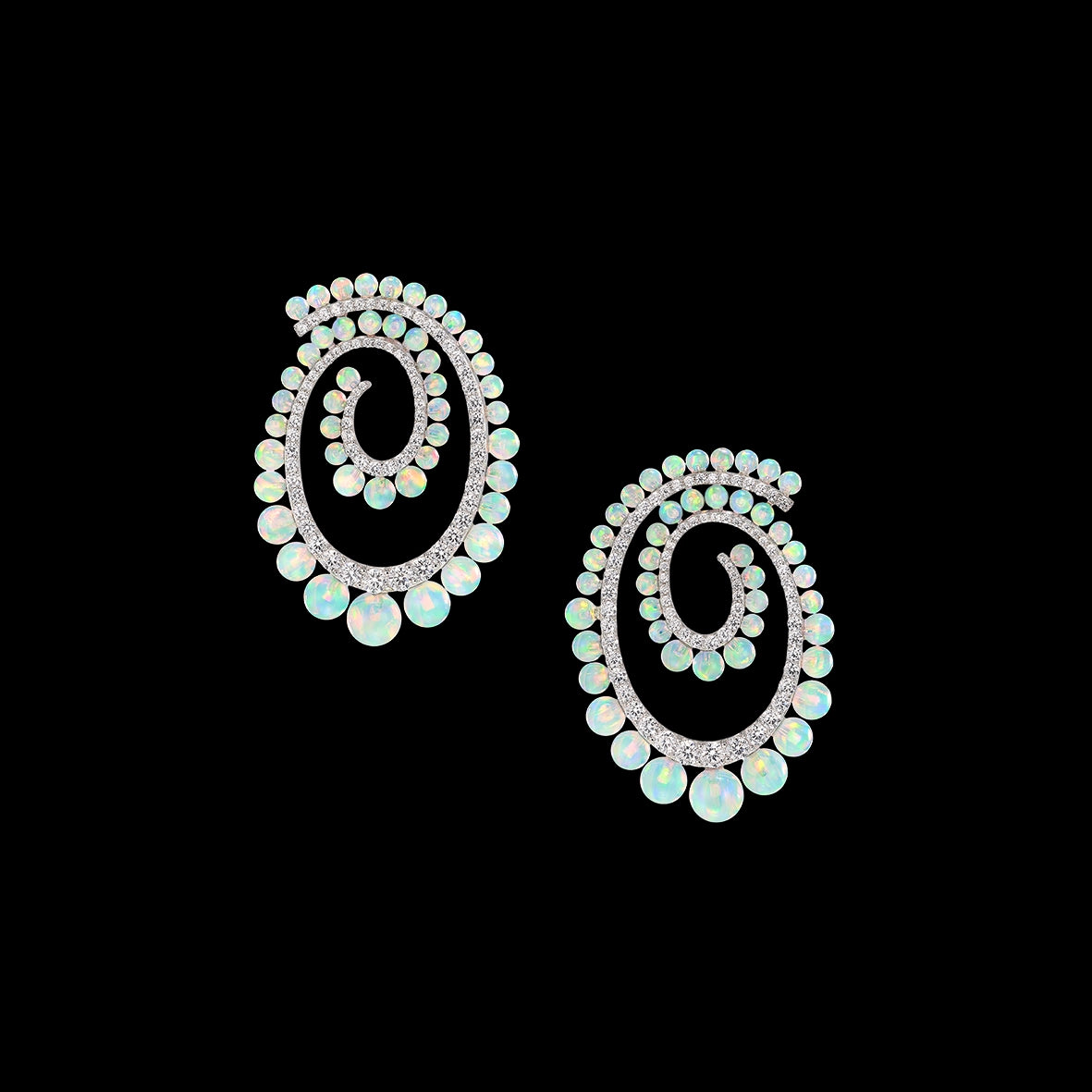 Petite Sky Opal Vortex Hoop Earrings